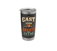Pon toda tu ansiedad en él 1 Pedro 5:7 Escritura bíblica Vaso térmico de acero inoxidable de doble pared