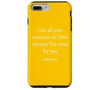 Pon todas tus ansiedades sobre Él cuida de ti 1 Pedro 5 7 Carcasa para iPhone 7 Plus/8 Plus