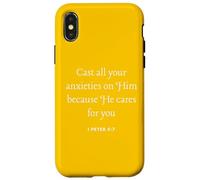 Pon todas tus ansiedades sobre Él cuida de ti 1 Pedro 5 7 Carcasa para iPhone X/XS