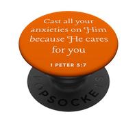 Pon todas tus ansiedades sobre Él cuida de ti 1 Pedro 5 7 PopSockets PopGrip Adhesivo