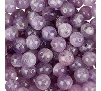 PONABEADIY 1 caja 100PCS 6MM Cuentas de piedra amatista con agujeros Piedra preciosa natural Cristal púrpura redondo Energía Chakra Espaciador de cuentas sueltas para joyería Collar Pulsera Manualidad