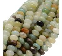 PONABEADIY 1 caja de 105 cuentas de Amazonita con Forma de Flor Natural, con Agujero, Redondas, Lisas, Sin Teñir, con Forma de Disco de Ábaco, Piedras Preciosas, Espaciadoras Sueltas, para Hacer Joyas