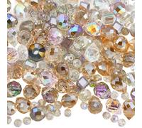 PONABEADIY 1 Caja de 114 Cuentas de Colores Al Azar con Agujeros, de Vidrio Galvanizado Facetado, Transparente, Brillante, Iridiscente, Surtidas, para Hacer Joyas, Pulseras, Collares Y Manualidades.