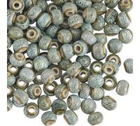 PONABEADIY 1 Caja de 120 Cuentas de Animales de la Selva con Estampado de Leopardo Verde Y Agujeros de 2mm, Abalorios de Cerámica de Porcelana China, Espaciadores Sueltos Redondos, para Hacer Joyas,