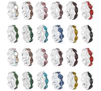 PONABEADIY 1 Caja de 120 Cuentas Espaciadoras de Diamantes de Imitación de Aleación Onduladas de 12 Estilos con Agujeros Cuentas Redondas Planas de Colores Variados para Hacer Joyas Collares Pulse