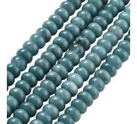 PONABEADIY 1 caja de 148 cuentas de Jade Blanco Natural de 5x8mm con Agujero, Disco de Piedra de Ábaco Turquesa Oscuro, Cuentas Redondas de Piedras Preciosas Teñidas, Cuentas Espaciadoras Planas Suelt