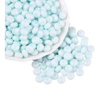 PONABEADIY 1 caja de 200 cuentas de Vidrio Rondelle Azul Claro de 8mm con Agujeros, Planas, Redondas, Opacas, Pintadas para Hornear, Lisas, Espaciadoras, Cuentas Sueltas para Hacer Joyas, Pulseras, Co