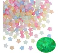 PONABEADIY 1 caja de 300 cuentas Luminosas de Estrellas con Agujeros Que Brillan En la Oscuridad, Acrílico, Purpurina Colorida, Cuentas Espaciadoras Sueltas de Plástico para Hacer Joyas, Pulseras, Col