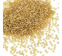 PONABEADIY 1 caja de 3000 cuentas de Vidrio Transparente Dorado de 4mm con Agujeros Redondos Plateados, Espaciadores Hechos A Mano, Cuentas Pequeñas Sueltas, Abalorios para Hacer Joyas, Collares, Puls