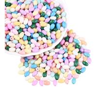 PONABEADIY 1 Caja de 500 Cuentas Ovaladas con Forma de Arroz Y Agujeros Redondos Color Rosa Verde Azul Y Amarillo Surtido de Arroces Espaciadores Sueltos Abalorios para Hacer Joyas Collares PU