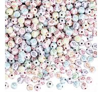 PONABEADIY 1 Caja de 600 Cuentas Cruzadas Acrílicas de Pascua Redondas con Enlaces Crucifijo Chapado Cruces Bolas de Plástico Opacas de Colores Cuentas Espaciadoras Sueltas Abalorios A Granel p