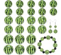 PONABEADIY 30 pieza de Cuentas de Sandía 3D de Resina Acrílica Opaca, Redondas, Verdes, de Imitación de Fruta, con Abalorios de Chicle, Gruesas, Espaciadoras, para Hacer Joyas, Pulseras, Bolígrafos, M