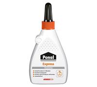 Ponal Cola para madera Express, cola transparente de secado rápido para encolado versátil y trabajos de artesanía, cola resistente al agua en un práctico frasco de 120 g