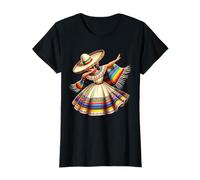Poncho Chica Mexicana Dabbing Cinco de Mayo Sombrero Dab Mujer Camiseta