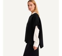 Poncho con cuello redondo de punto Milán Mujer Talla 50/52. Color Negro