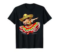 Poncho Dabbing de niña Mexicana Divertido Cinco de Mayo Camiseta