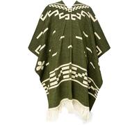 Poncho de alpaca estilo occidental Clint Eastwood geométrico andino hecho a mano artesanal ecuatoriano suave y cálido, Verde, talla única