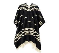 Poncho de alpaca estilo occidental Clint Eastwood geométrico andino hecho a mano artesanal ecuatoriano suave y cálido, Negro, talla única