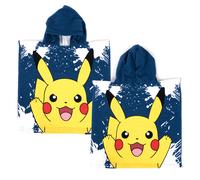 Poncho de baño con capucha de Pokémon Pikachu para niños - Toalla de microfibra para playa y piscina color azul , 50x115 cm, de secado rápido, diseño de y