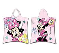 Poncho de baño Disney Pink Bow Minnie Mouse en vestido rosa con capucha para niños 50 x 115 cm 100% algodón
