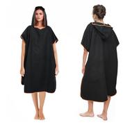 Poncho de baño para hombre y mujer, poncho de microfibra, largo con capucha, ideal para la playa, surf, surf, color negro