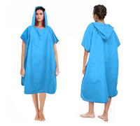 Poncho de baño para hombre y mujer, poncho de microfibra, para el vestuario largo con capucha, ideal para la playa, surf, surf (azul cielo)