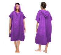 Poncho de baño para hombre y mujer, poncho de microfibra, para el vestuario largo con capucha, ideal para la playa, surf, surf (morado)