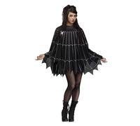 Poncho De Disfraz De Adulto De Telaraña, Negro/Plata