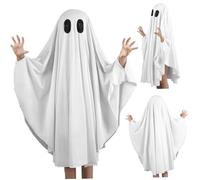 Poncho de fantasma Capa de fantasma aterrador de Halloween para niños de 39, 4 pulgadas de largo Capa agradable para la piel y fácil de usar Disfraz de Halloween para niños de 5 a 7 años Fiesta de dis