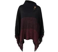 Poncho de Frente Abierto para Mujer Chal Holgado con Flecos para Otoño Invierno Ponchos con Capucha Mujer Punto Invierno Otoño Poncho de Las Mujeres Punto con Flecos Poncho a Rayas de Felpa de Color