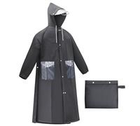 Poncho De Lluvia Extra Largo, Impermeable Ciclismo Poncho De Lluvia PortáTil Chaqueta De Lluvia Ligera Con Capucha, Reutilizable, Con Bolsillo (FR/ES, Letras, XL, Regular, Regular, Negro)