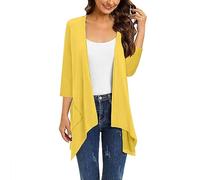 Poncho de playa para mujer, tallas grandes, cárdigan de punto para mujer, largo negro, cárdigan de verano ligero, elegante cárdigan de punto de manga 3/4, cárdigan de punto monocolor, ponchos finos