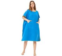 Poncho de Surf, 110 x 90 cm, Toalla de Poncho Adultos Microfibra con Capucha Bolsillo, Poncho Playa para Cambiar Mujer Hombre, Albornoz Natacion para Deporte Acuático Baño, Secado Rápido (Azul)