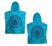 Poncho de Toalla con Capucha con Licencia Oficial del Manchester City FC | Tacto súper Suave, diseño de Botas | Bata de natación hogar, baño y Playa, 55 x 50 cm
