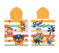 Character World Poncho de Toalla con Capucha Oficial de la Patrulla Canina | Sensación súper Suave, diseño Soleado con Chase, Rubble y Skye. Bata cambiadora hogar, baño y Playa, 55 x 50 cm