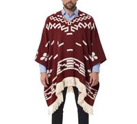 Poncho De Vaquero Occidental Chal De Estilo Étnico Jersey Cálido De Jacquard Poncho Decorativo For Exteriores Disfraz Suéter Capa(Date red)