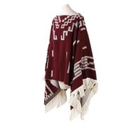 Poncho De Vaquero Occidental Chales Unisex Jersey De Estilo Étnico Jacquard Cálido Disfraz De Vaquero Decorativo For Exteriores Suéter Capa(Date red)