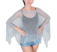 Poncho holgado para mujer, encaje de crochet Gris gris talla única