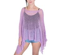 Poncho holgado para mujer, encaje de crochet Morado Lilac Talla única