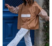 Poncho impermeable corto Poule Party Damier Marron para adultos ( Damiers marron / Única )