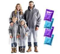 Poncho Impermeable Desechable Infantil y Adulto, Capucha, Pack Familiar 4
