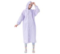 Poncho impermeable familiar con marco ligero para exteriores, corte de longitud completa, cubierta con capucha para padres e hijos, forma plegable, bata impermeable, 02#_Morado, 4XL