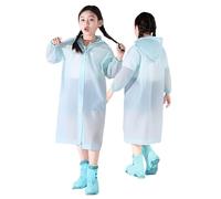 Poncho Impermeable Grueso con Botones de Color Liso para niños y niñas, Primavera, Verano y otoño (Light Blue, 4-9 Years)