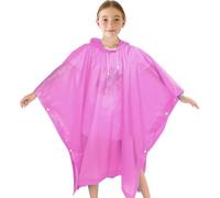 Poncho Impermeable Niños, Espesar Reutilizable EVA Chubasquero con Capucha y Botones para Niño Niña, Infantiles Traje de Liuvia con Capucha y Botón para Escuela Senderismo Ciclismo Viajes(Rosa)