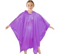 Poncho Impermeable Niños, Espesar Reutilizable EVA Chubasquero con Capucha y Botones para Niño Niña, Infantiles Traje de Liuvia con Capucha y Botón para Escuela Senderismo Ciclismo Viajes(Púrpura)