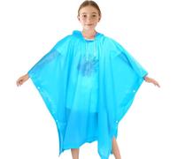 Poncho Impermeable Niños, Espesar Reutilizable EVA Chubasquero con Capucha y Botones para Niño Niña, Infantiles Traje de Liuvia con Capucha y Botón para Escuela Senderismo Ciclismo Viajes(Azul)