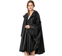 Poncho impermeable para mujer, con capucha, ligero y reutilizable Negro Negro ( Talla única