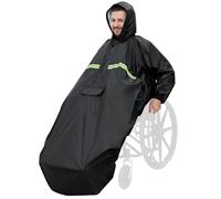 Poncho impermeable para silla de ruedas ANYOO con mangas, capa ligera Shield con bandas elásticas ofrece protección contra la lluvia para sillas de ruedas, talla única, B-negro., Talla única