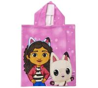 Poncho Infantil de Gabby's Dollhouse - Color Rosa - 50x115 cm - Elaborado con 100% Poliéster de 240 gsm - Estampado de Gabby y Amigos - Producto Original Diseñado en España