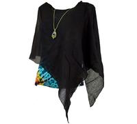 Poncho ligero de Guru-Shop para mujer, color marrón, algodón, talla 40, chaqueta de punto, ropa alternativa Negro 42